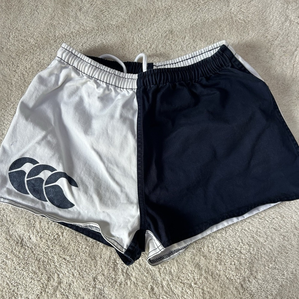 Canterbury Cotton Twill Harlequin Rugby Shorts Light Blue Navy Size 32